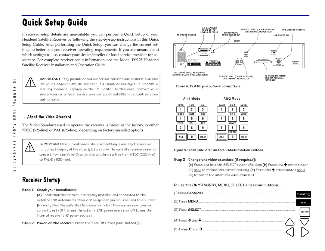 Scientific Atlanta D9225 manual 4XLFN6HWXS*XLGH, «$ERXWWKH9LGHR Wdqgdug 