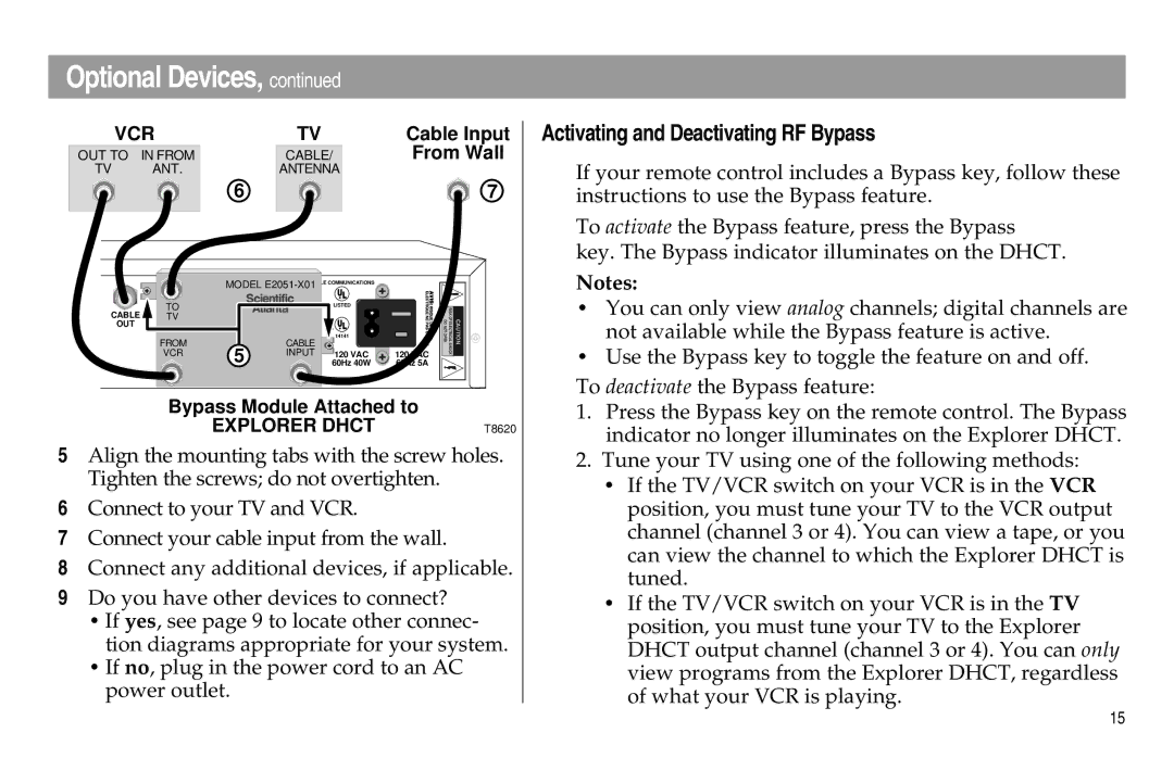 Scientific Atlanta Digital Home Communications Terminal manual Activating and Deactivating RF Bypass 