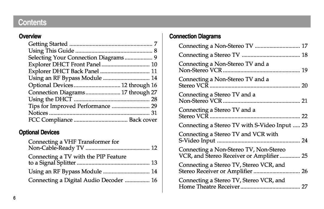 Scientific Atlanta Digital Home Communications Terminal manual Contents, Overview, Optional Devices, Connection Diagrams 
