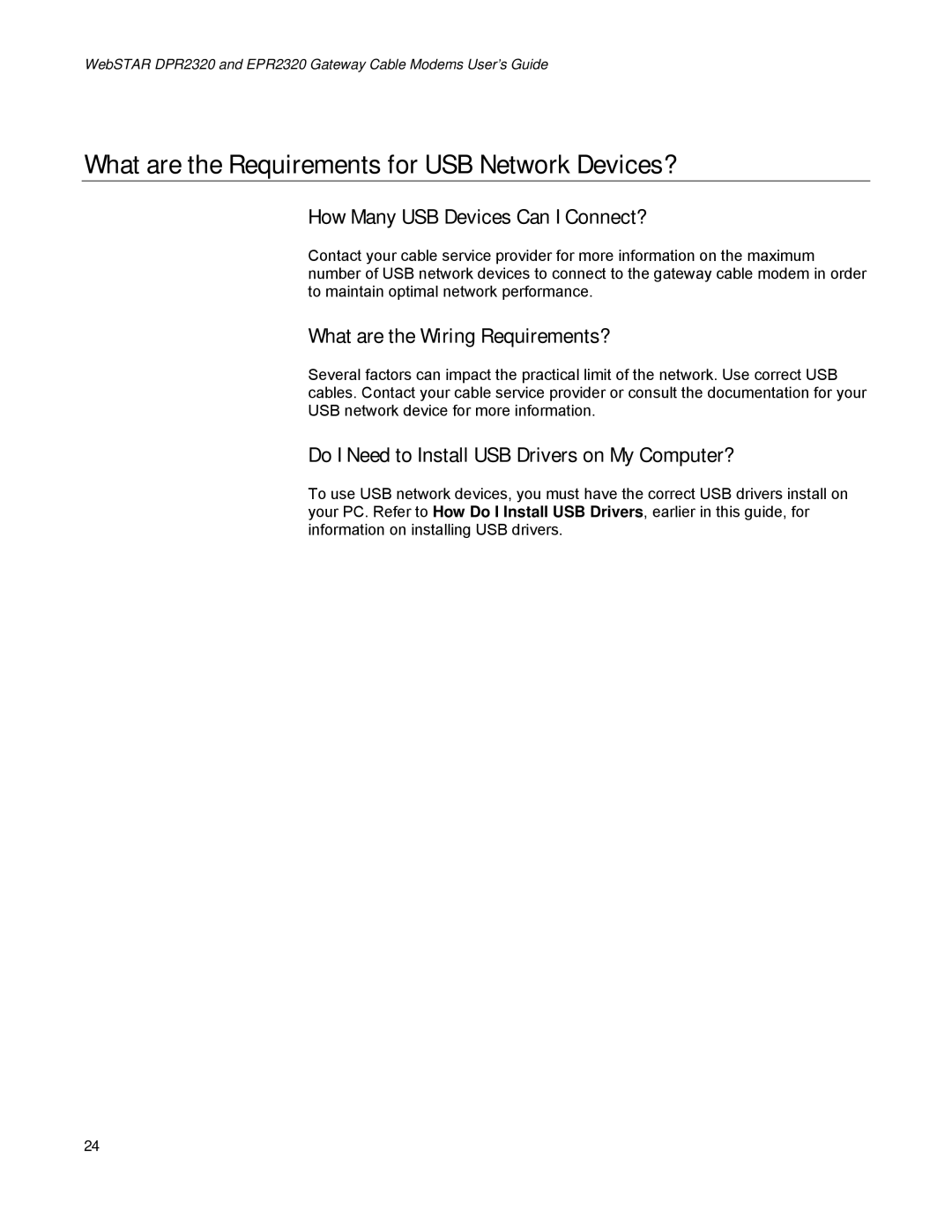 Scientific Atlanta EPR2320 manual What are the Requirements for USB Network Devices?, How Many USB Devices Can I Connect? 