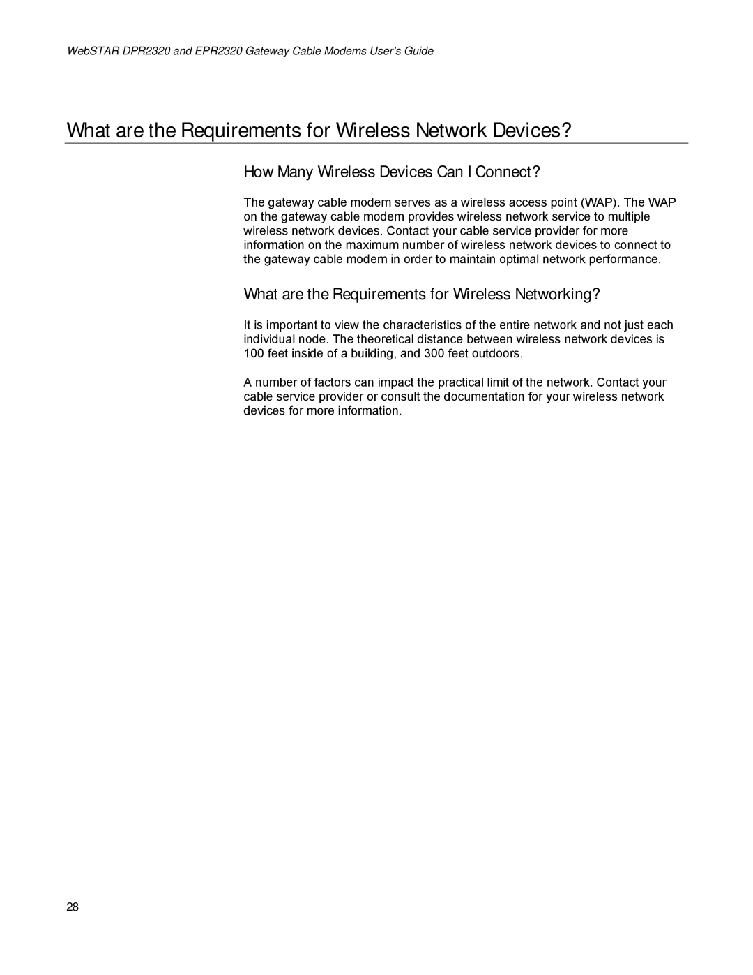 Scientific Atlanta EPR2320, DPR2320 manual What are the Requirements for Wireless Network Devices? 