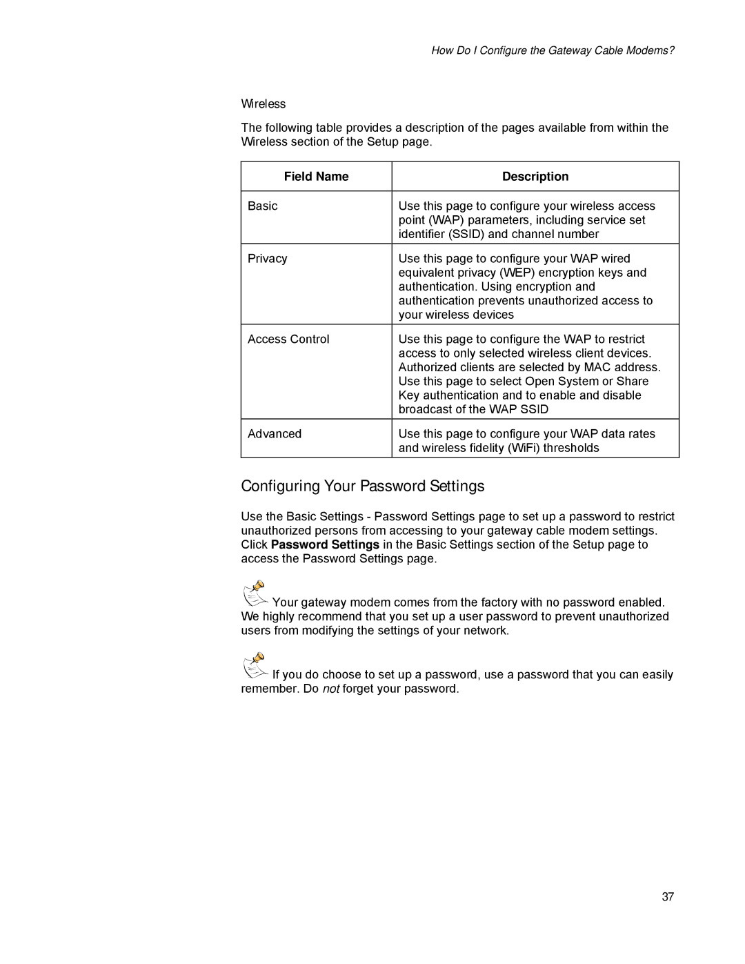 Scientific Atlanta DPR2320, EPR2320 manual Configuring Your Password Settings, Wireless 