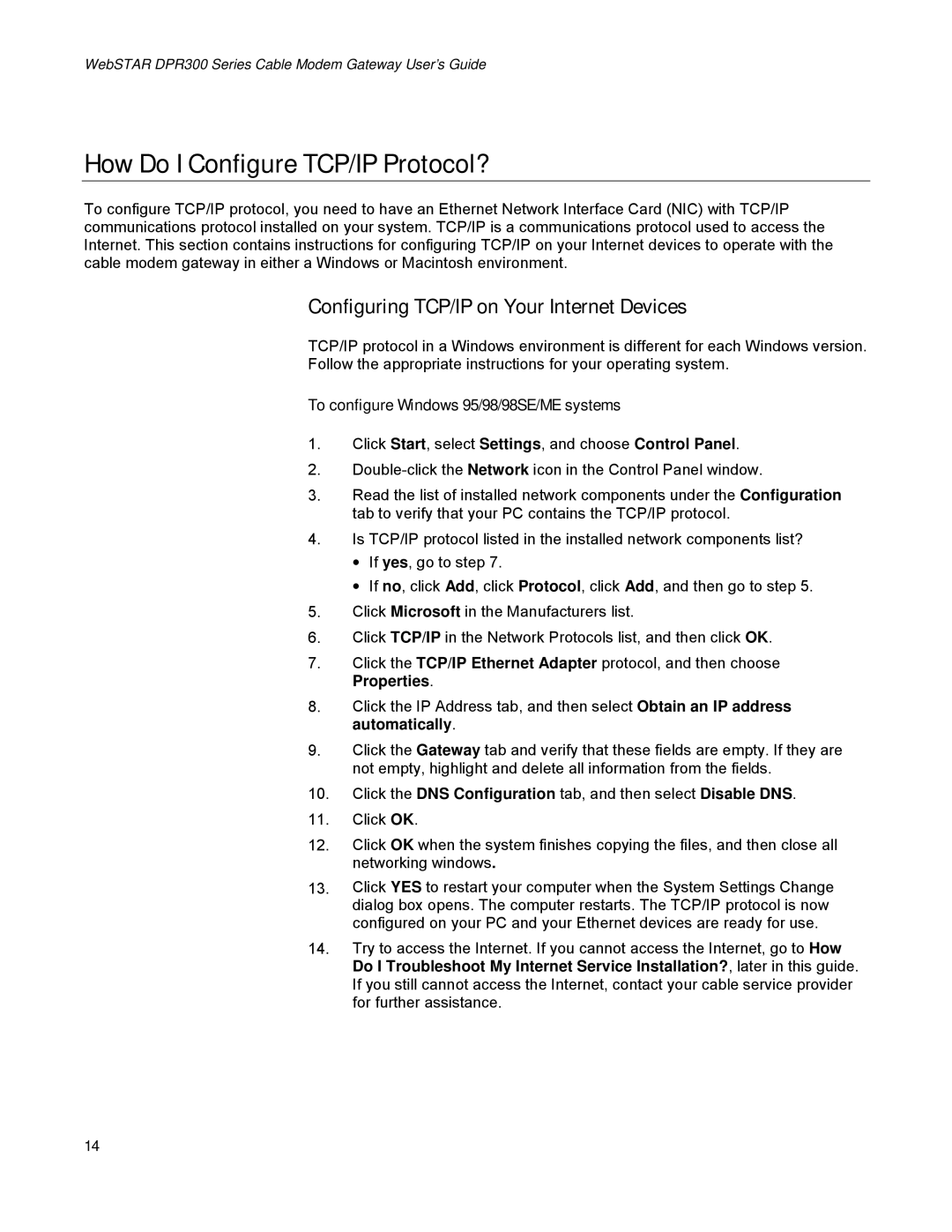 Scientific Atlanta DPR300 Series manual How Do I Configure TCP/IP Protocol?, Configuring TCP/IP on Your Internet Devices 