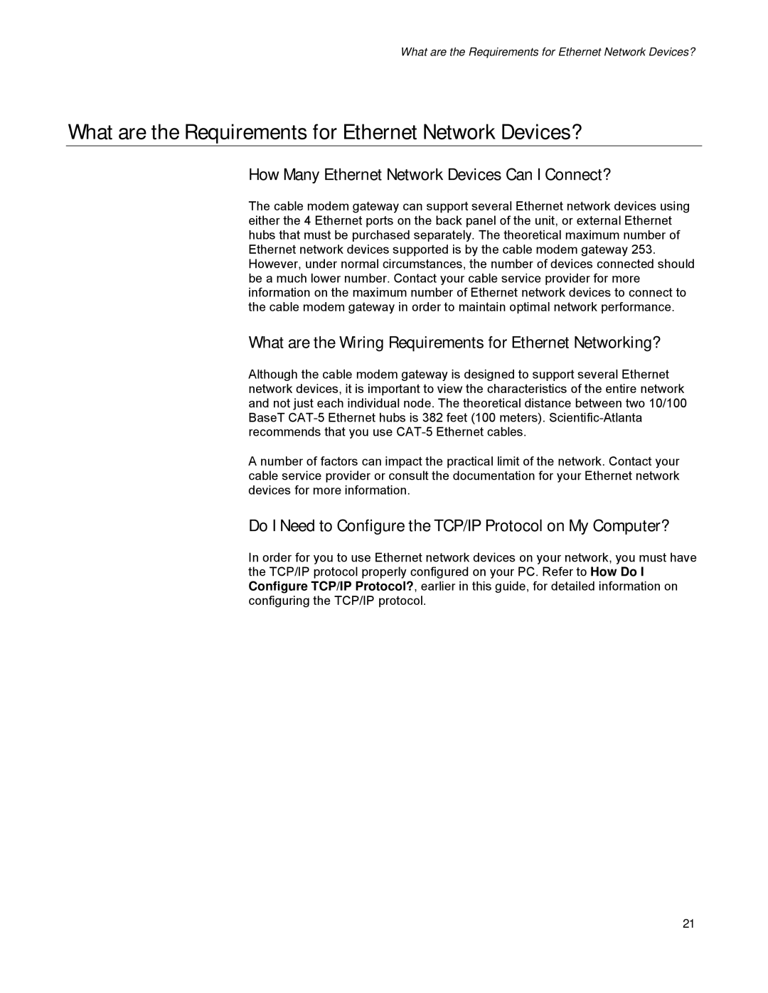 Scientific Atlanta DPR300 Series manual What are the Requirements for Ethernet Network Devices? 