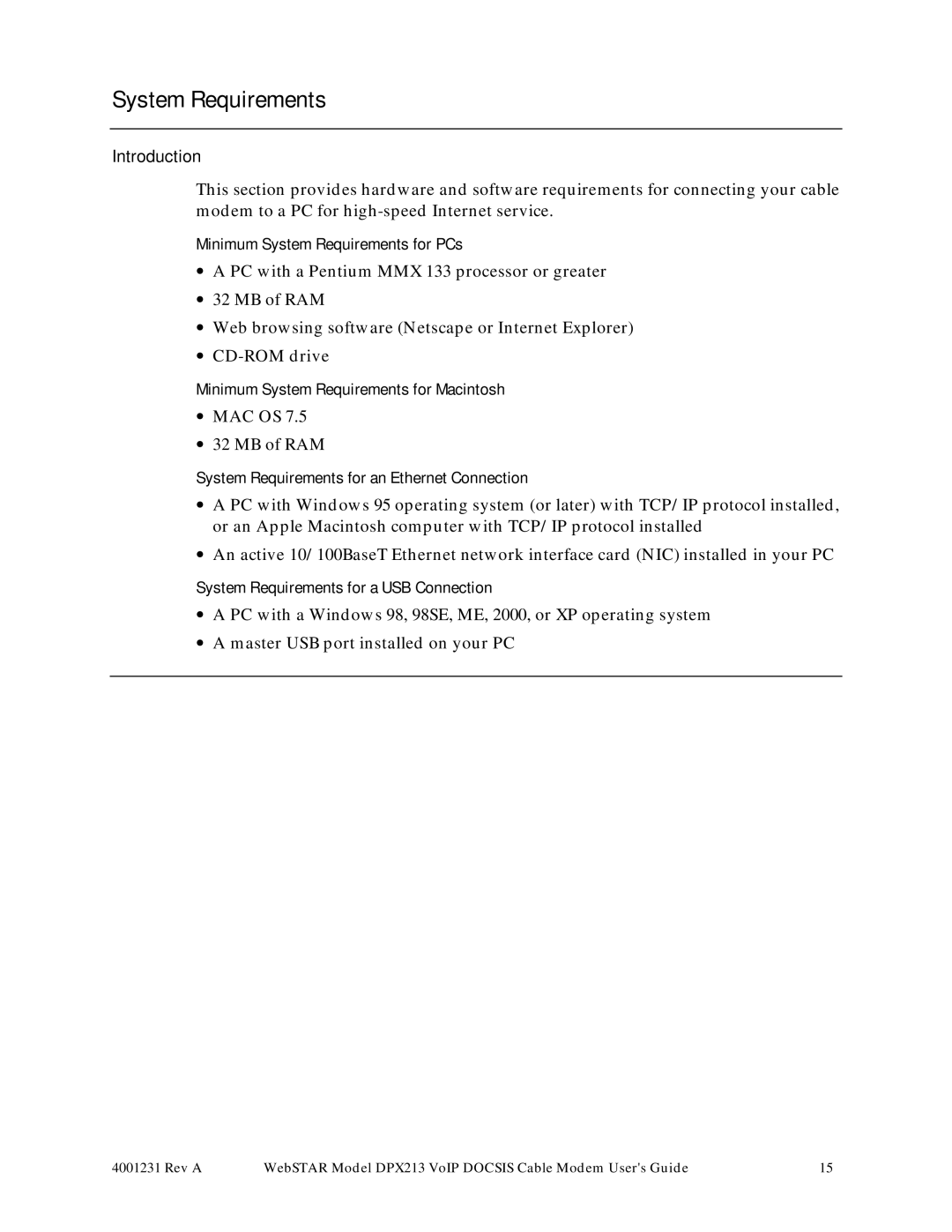 Scientific Atlanta DPX213 manual Minimum System Requirements for PCs, Minimum System Requirements for Macintosh 