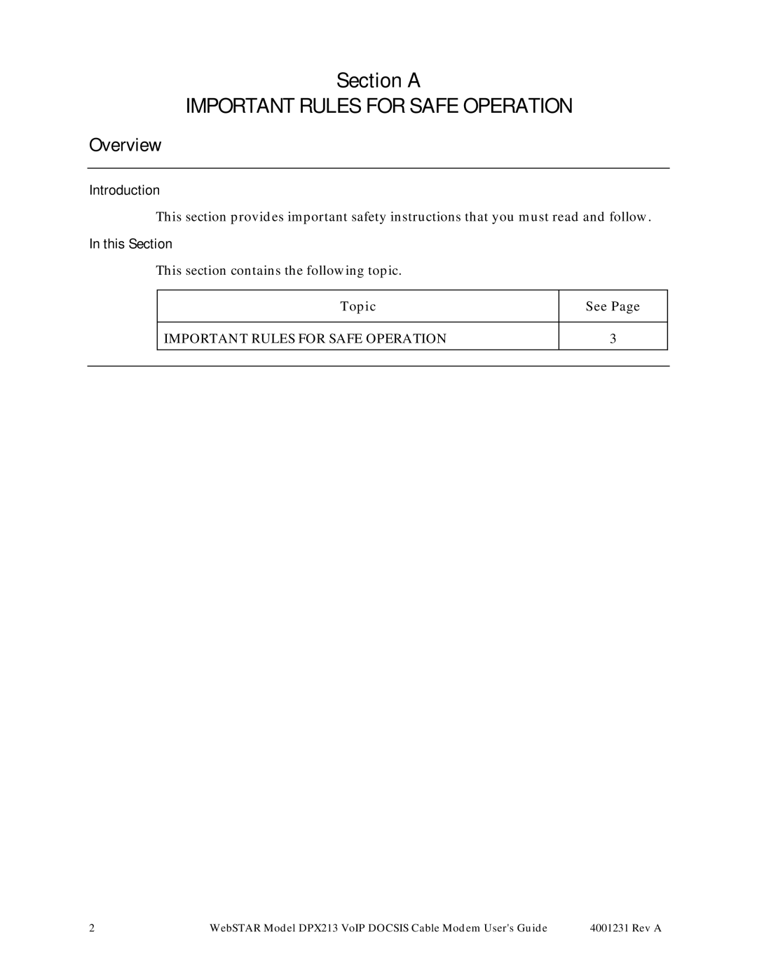 Scientific Atlanta DPX213 manual Important Rules for Safe Operation, This Section 