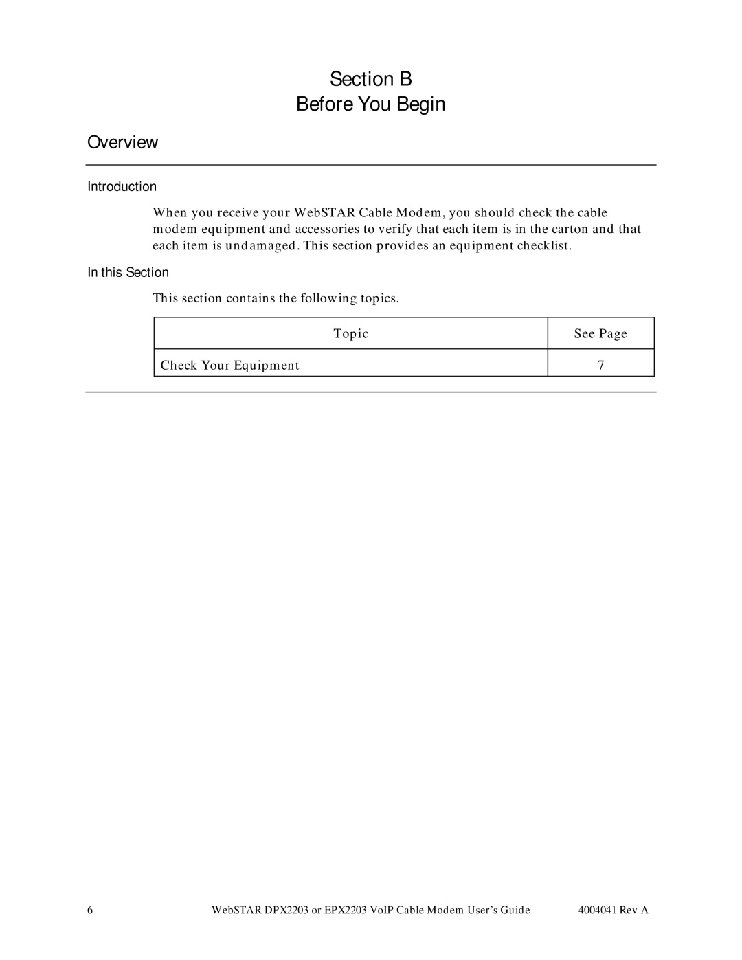 Scientific Atlanta EPX2203, DPX2203 manual Section B Before You Begin 