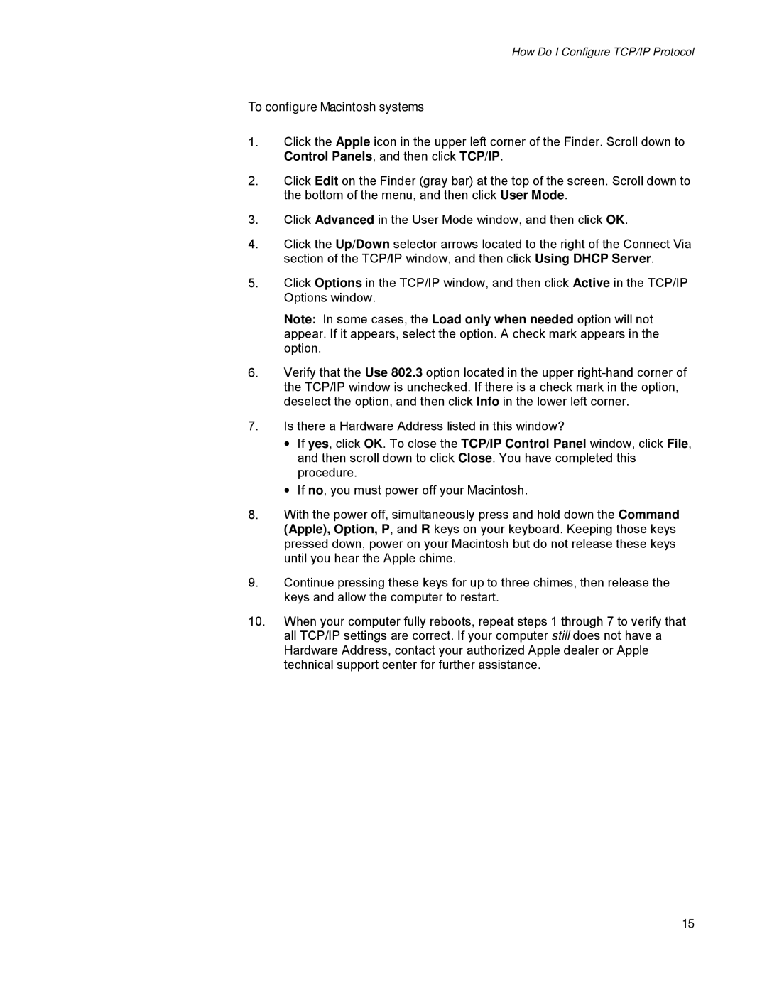 Scientific Atlanta DPC2100, EPC2100 specifications To configure Macintosh systems 