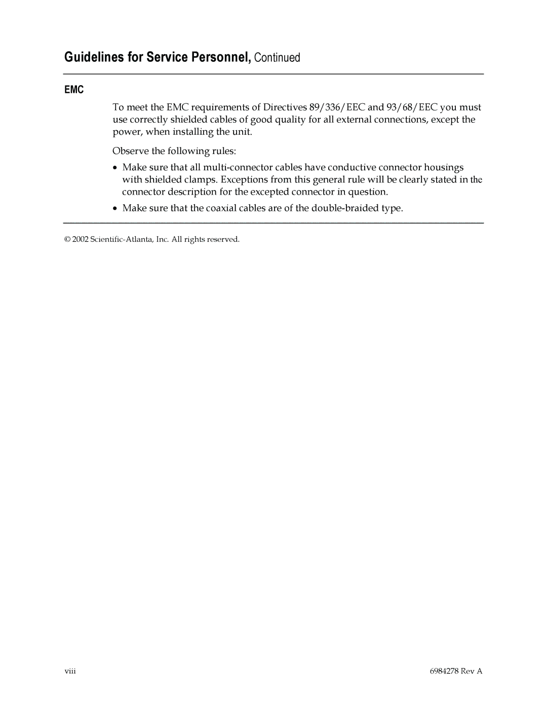 Scientific Atlanta Power Supply Unit manual Emc 