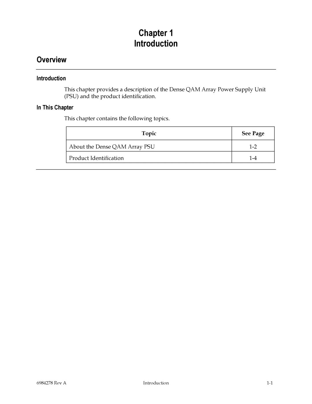 Scientific Atlanta Power Supply Unit manual Overview, This Chapter 