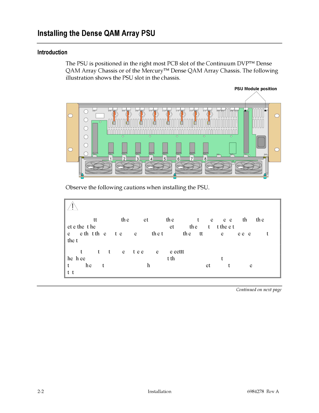 Scientific Atlanta Power Supply Unit manual Installing the Dense QAM Array PSU 