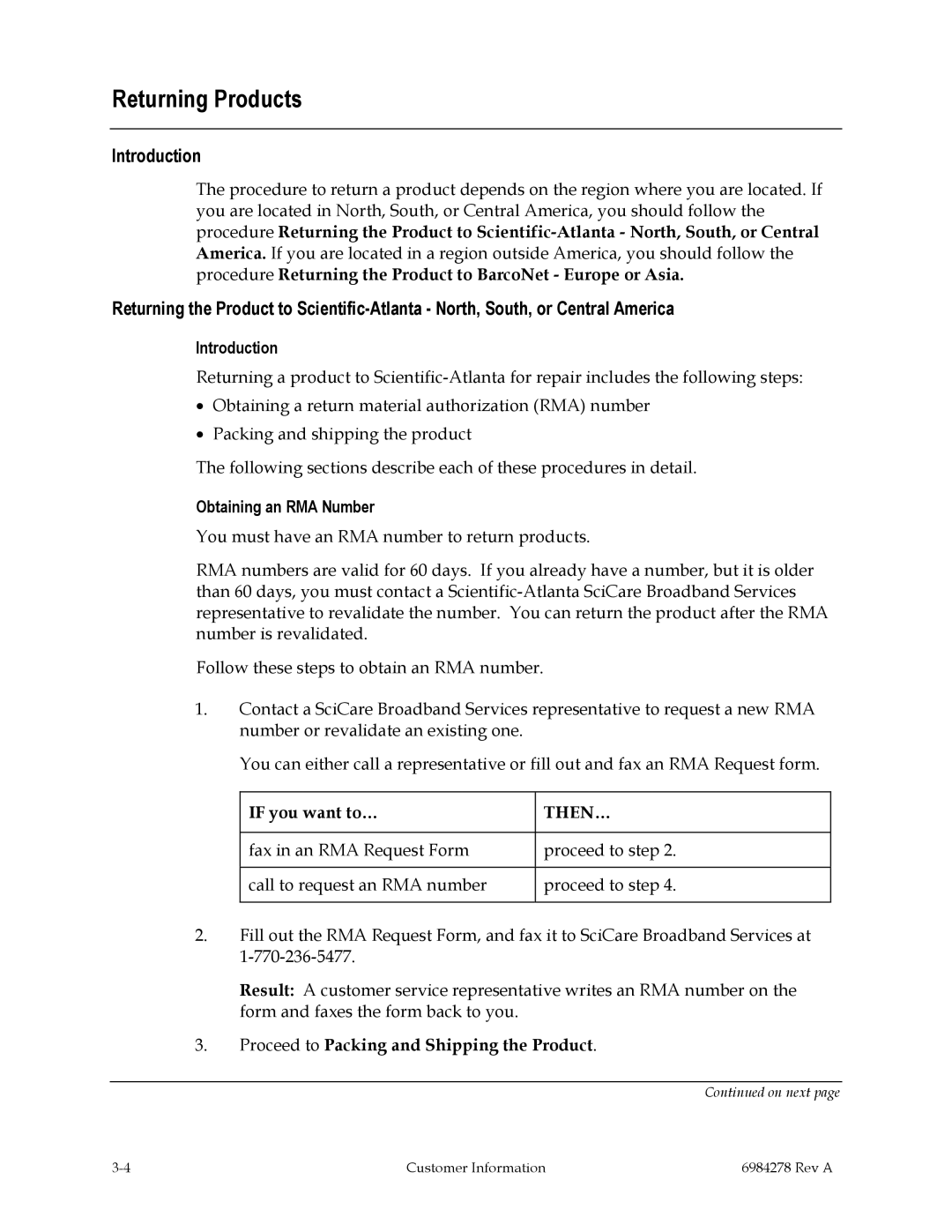 Scientific Atlanta Power Supply Unit manual Returning Products, Introduction 