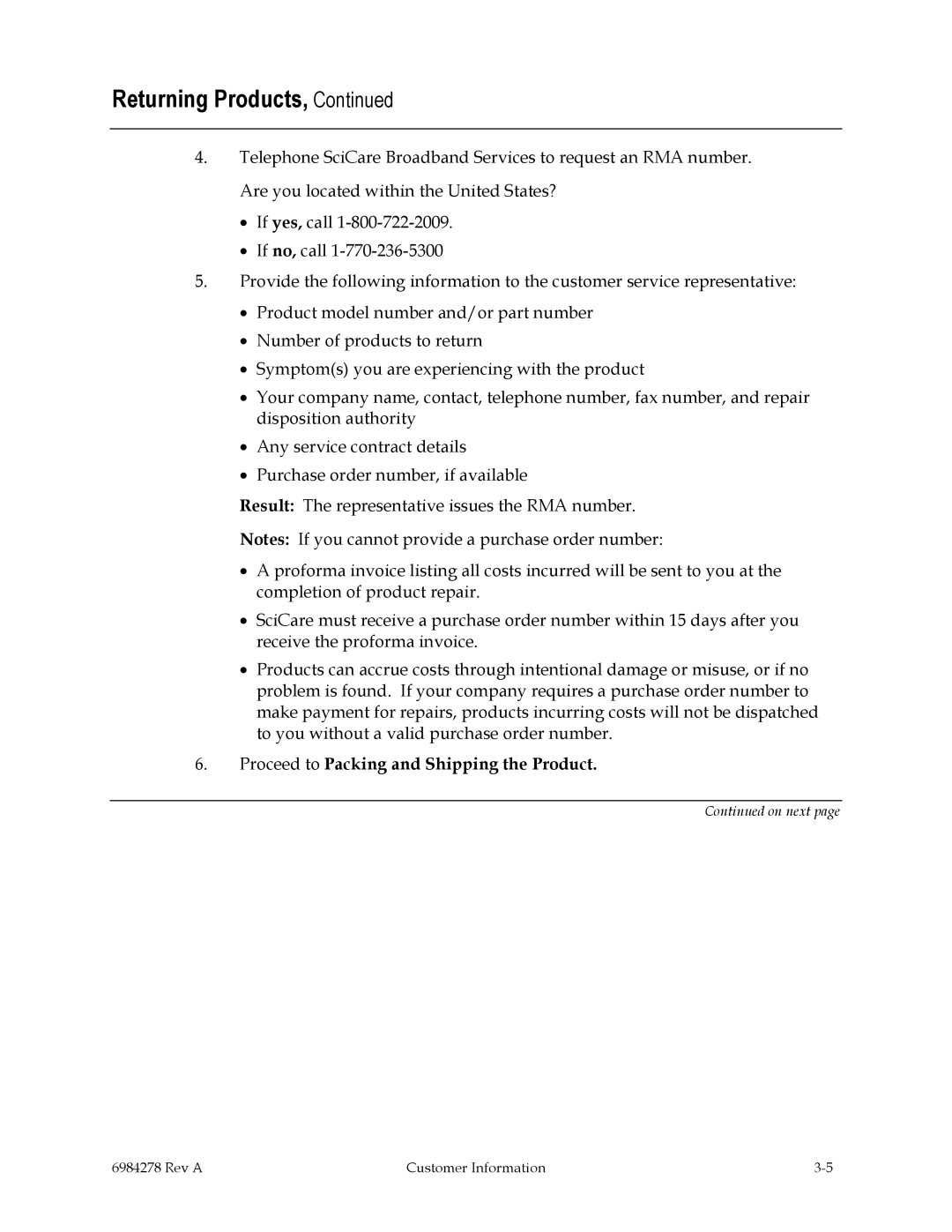 Scientific Atlanta Power Supply Unit manual Returning Products 