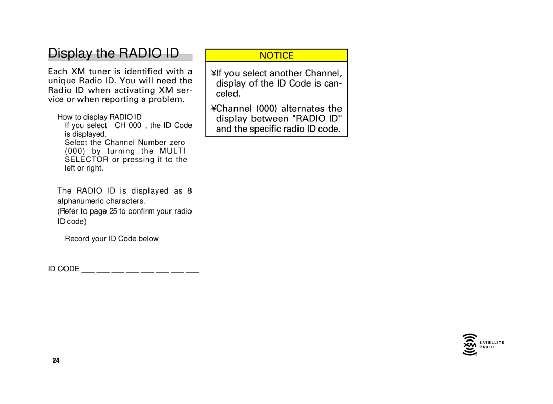 Scion AM/FM/CD Player manual Display the Radio ID, How to display Radio ID 