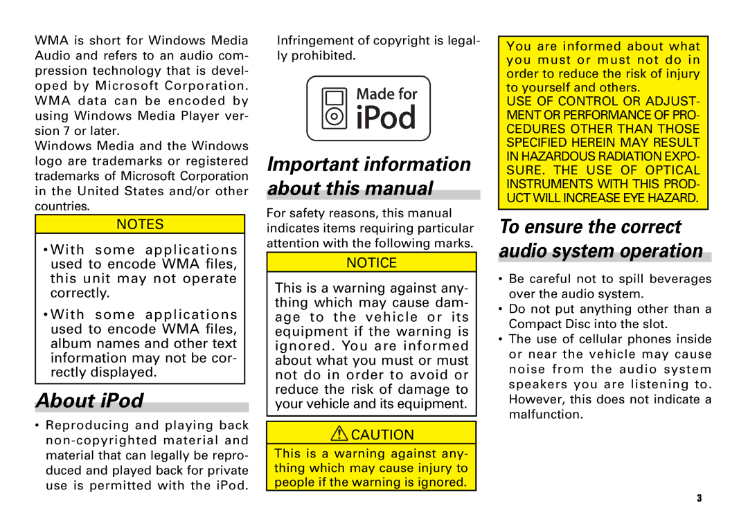 Scion PT546-00080 About iPod, Important information about this manual 