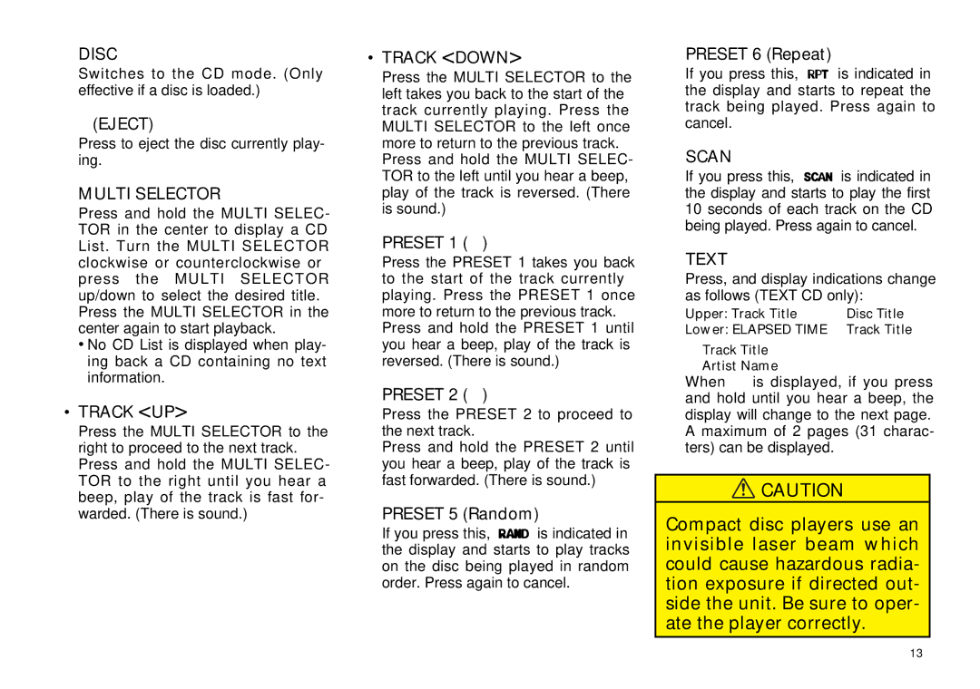 Scion PT546-00081 manual Disc, Track UP, Track Down, Text 