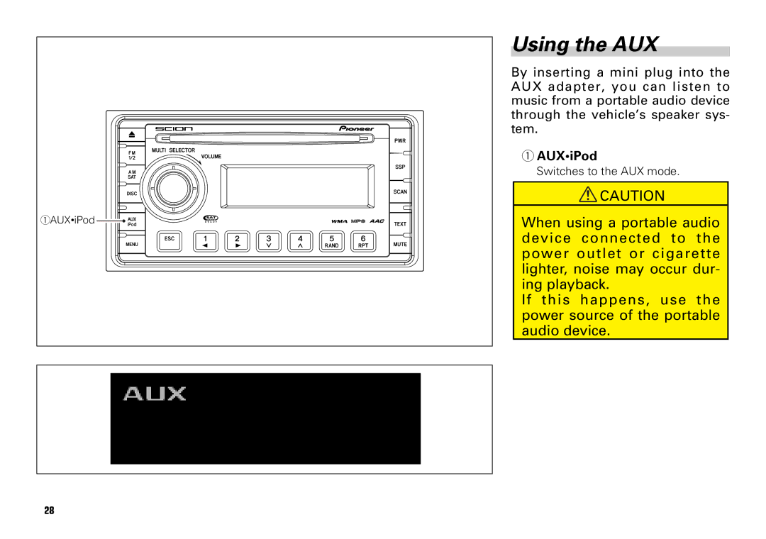 Scion PT546-00081 manual Using the AUX, AUXiPod 