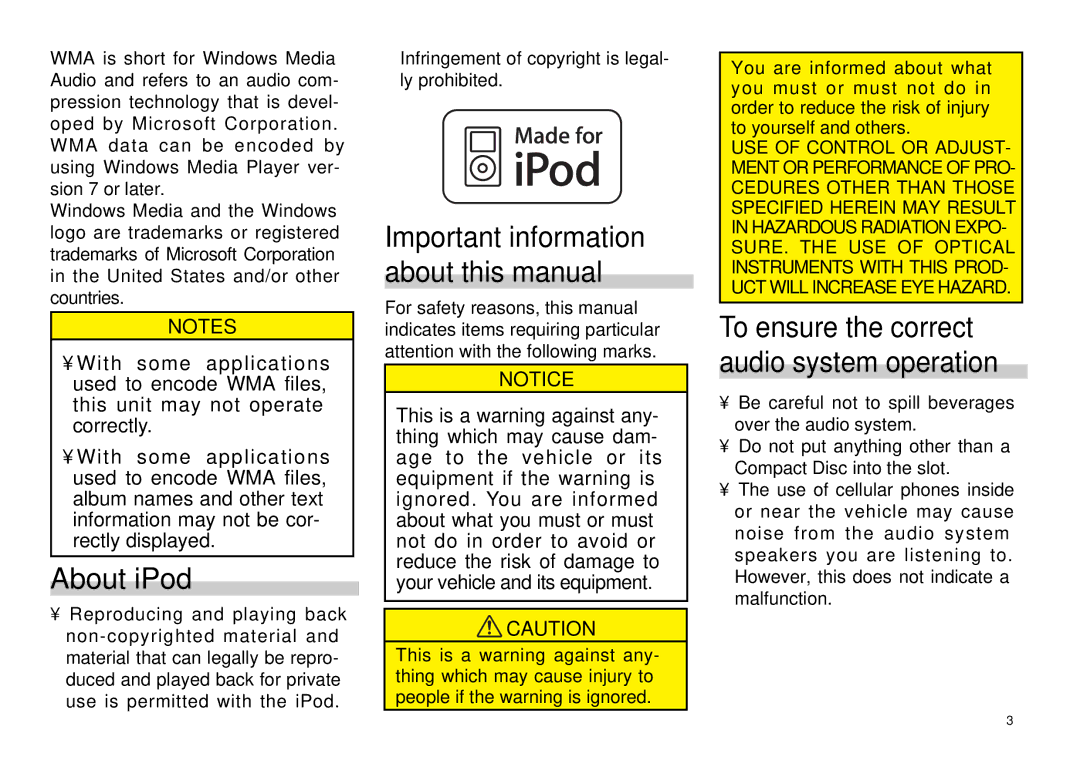 Scion PT546-00081 About iPod, Important information about this manual 