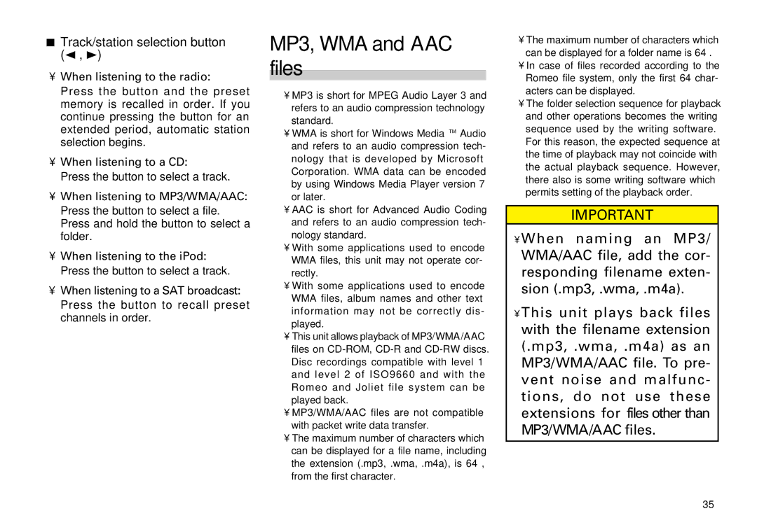 Scion PT546-00081 manual MP3, WMA and AAC files, Track/station selection button 2 