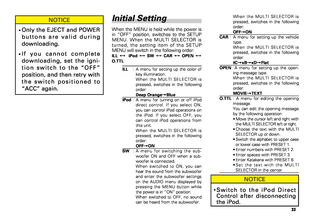 Scion PT546-00081 manual Initial Setting, Switch the alphabet to upper case or lower case with PRESET 