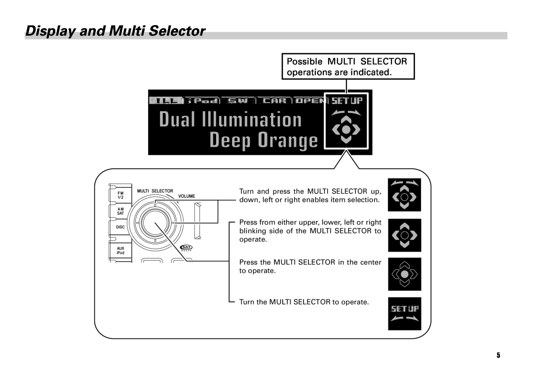 Scion PT546-00081 manual Display and Multi Selector, Possible MULTI SELECTOR operations are indicated 