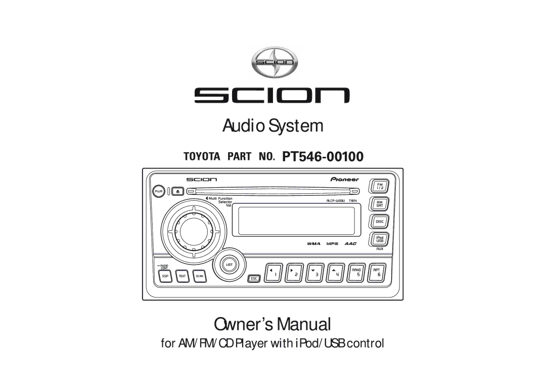 Scion PT546-00100 manual Audio System 