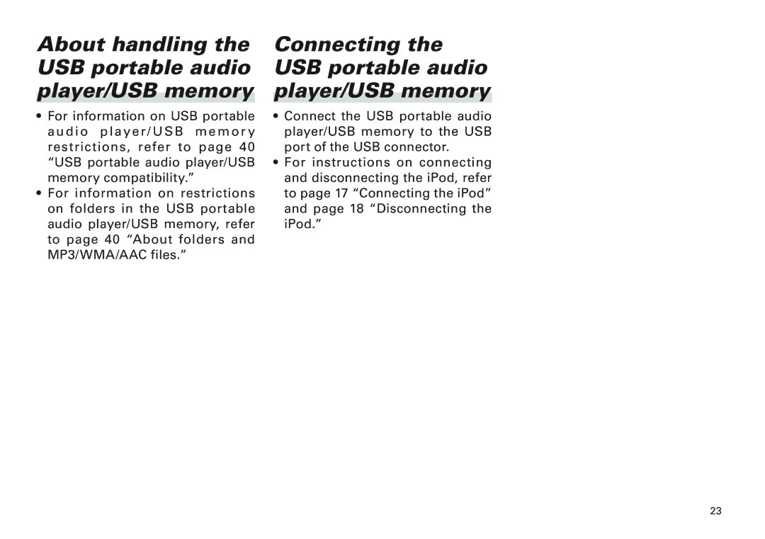 Scion PT546-00100 manual About handling the USB portable audio player/USB memory 