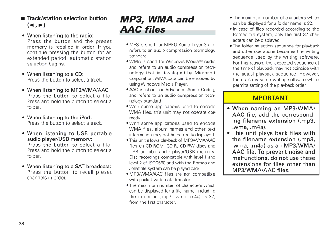 Scion PT546-00100 manual MP3, WMA and AAC files, Track/station selection button 2 