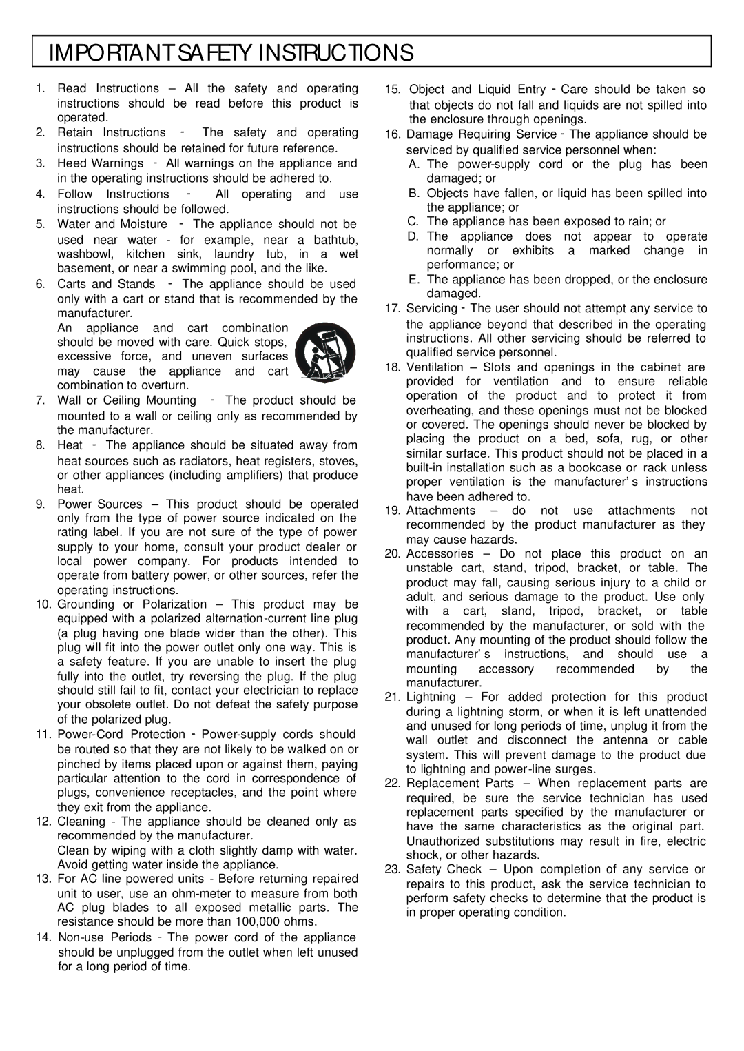 Scosche Industries HDJ-2450 manual Important Safety Instructions 