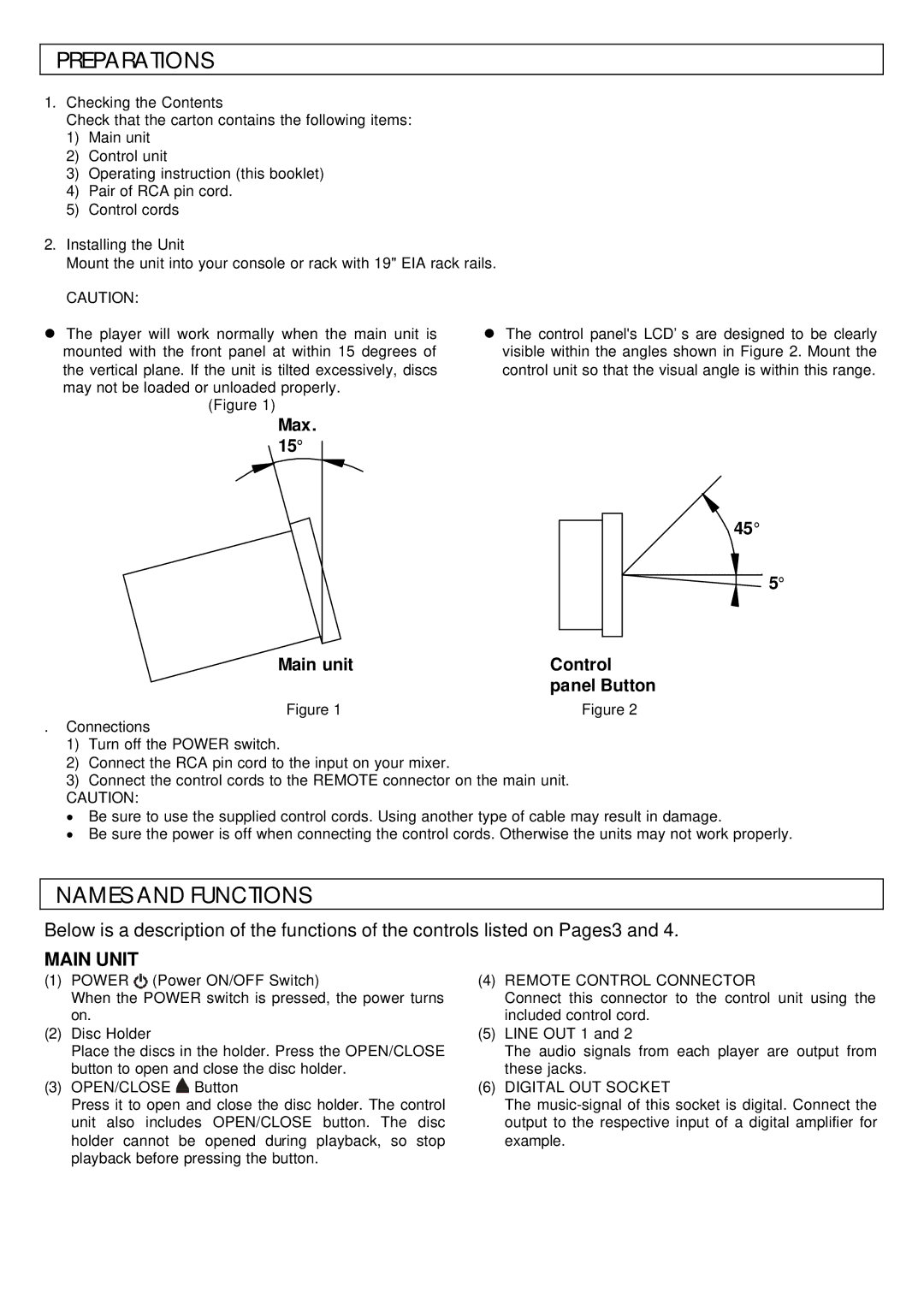 Scosche Industries HDJ-2450 manual Preparations, Names and Functions, Remote Control Connector 