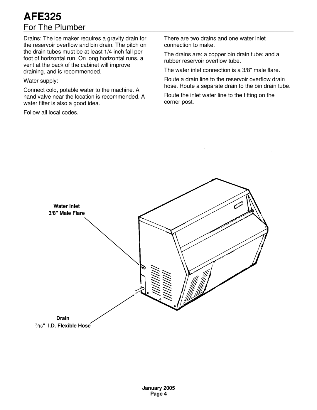 Scotsman Ice AFE325 specifications 