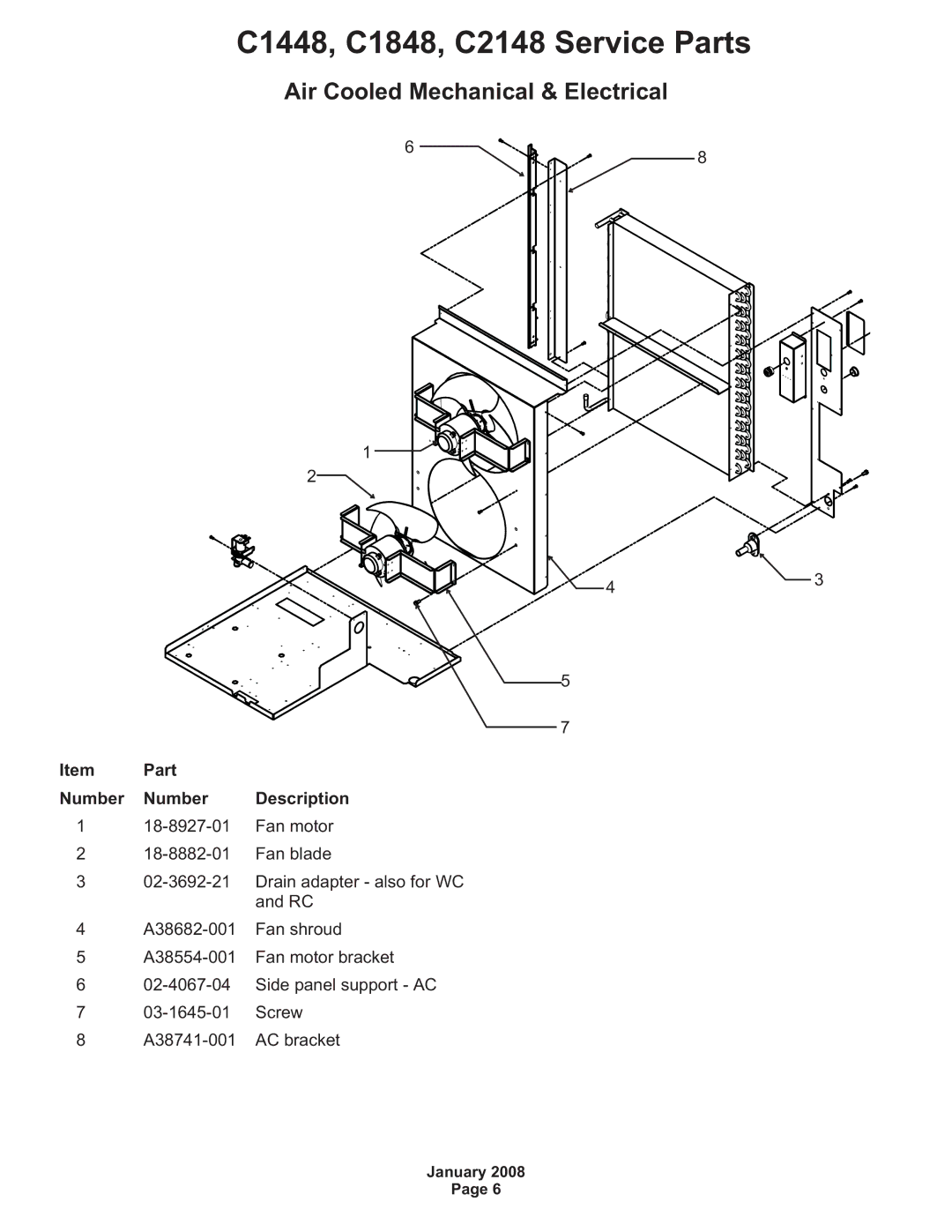 Scotsman Ice C2148 manual Air Cooled Mechanical & Electrical, Part Number 