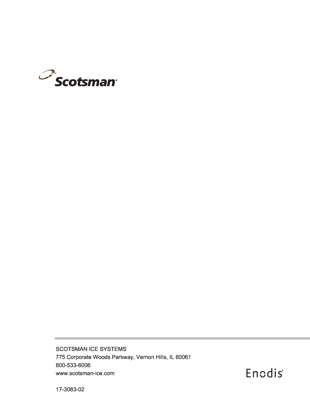 Scotsman Ice C2148W, C1448, C1848 user manual Scotsman Ice Systems, Corporate Woods Parkway, Vernon Hills, IL, 17-3083-02 