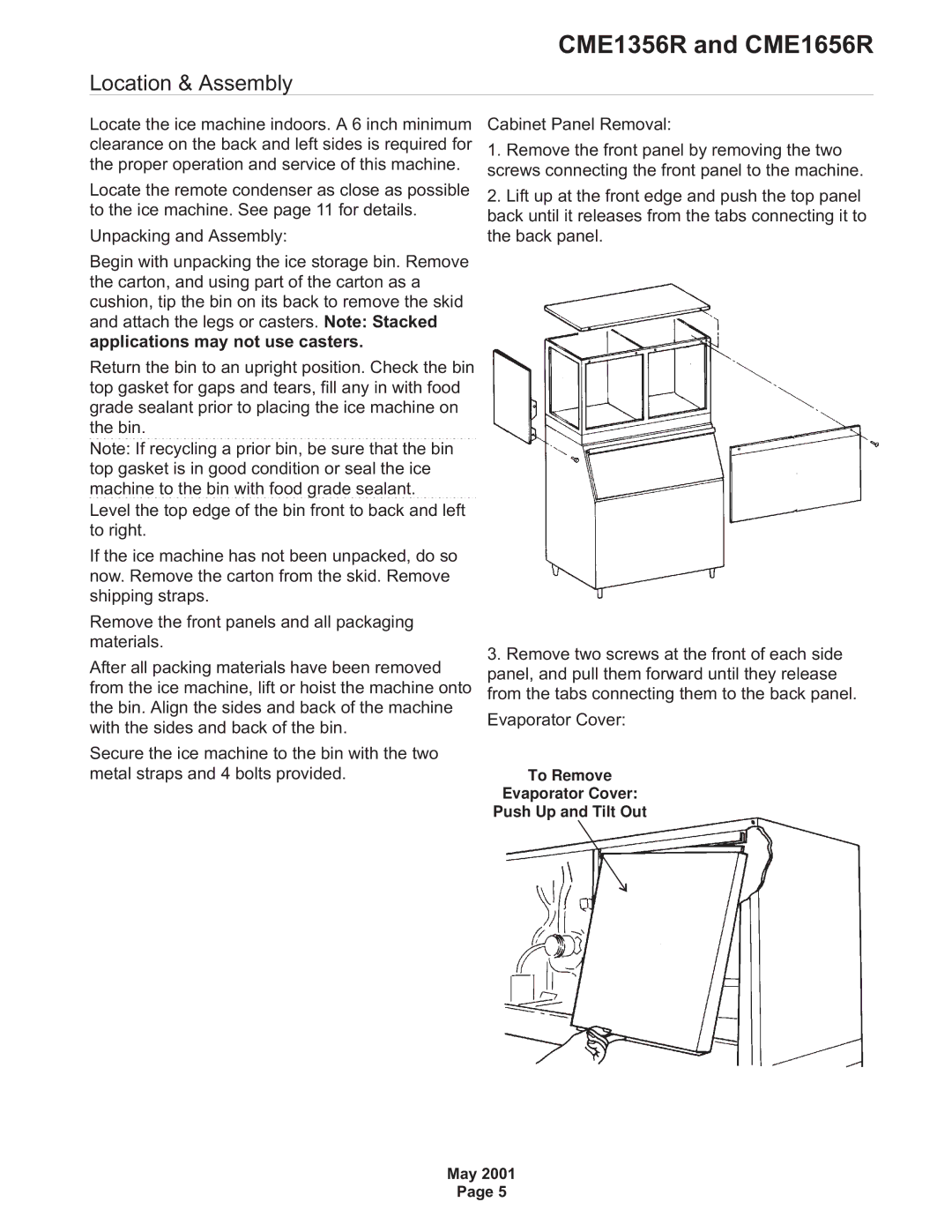 Scotsman Ice CME1656R, CME1356R specifications Location & Assembly 