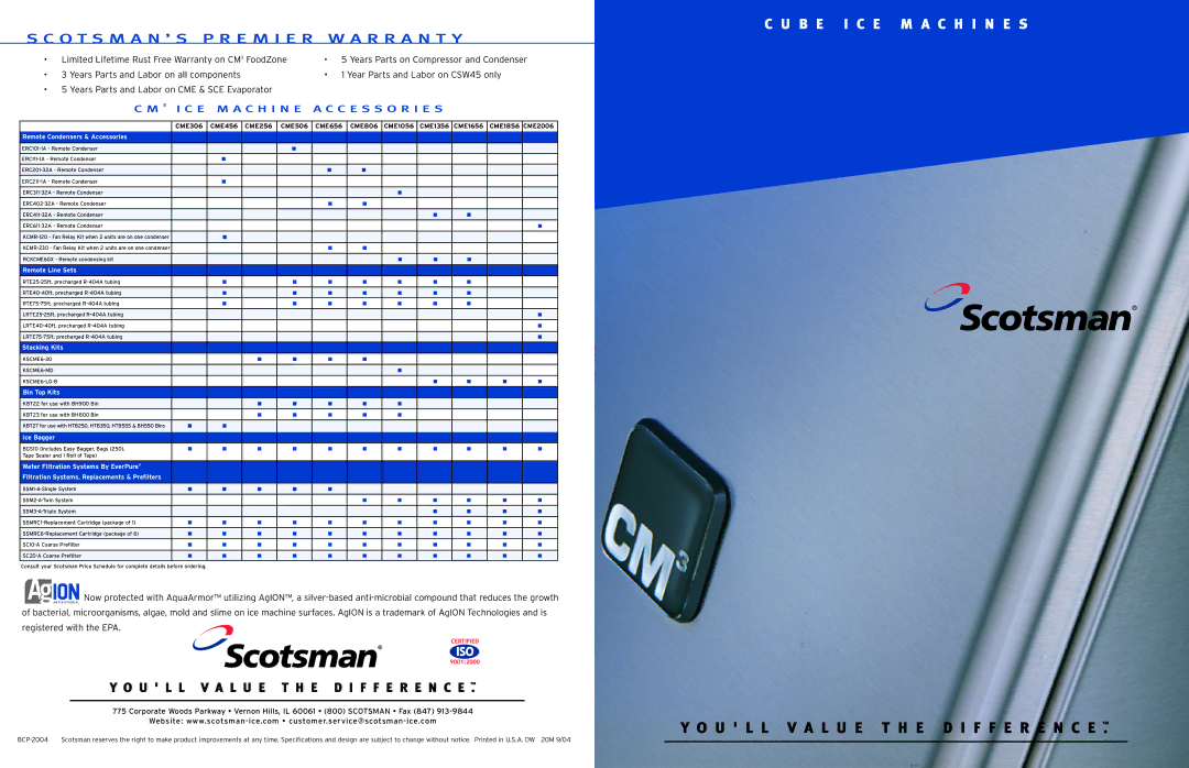 Scotsman Ice CME456, CME506, CME806, CME306 manual B E I C E M a C H I N E S, O T S M a N ’ S P R E M I E R W a R R a N T Y 