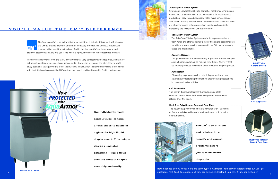 Scotsman Ice CME806 AutoIQplus Control System, ReliaClean Water System, Adaptive Harvest, AutoRestart, CM3 Evaporator 