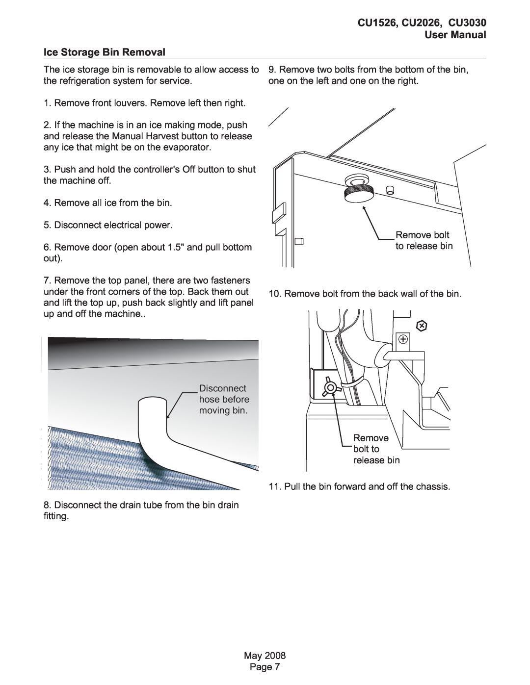 Scotsman Ice CU1526, CU2026 user manual 