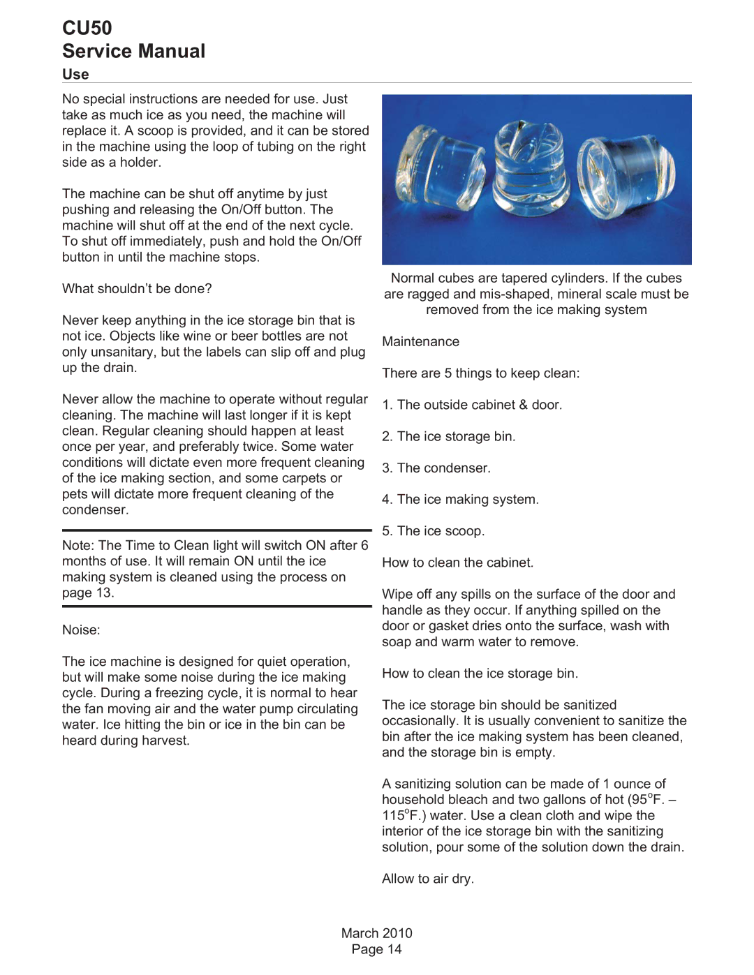 Scotsman Ice CU50 service manual Use 