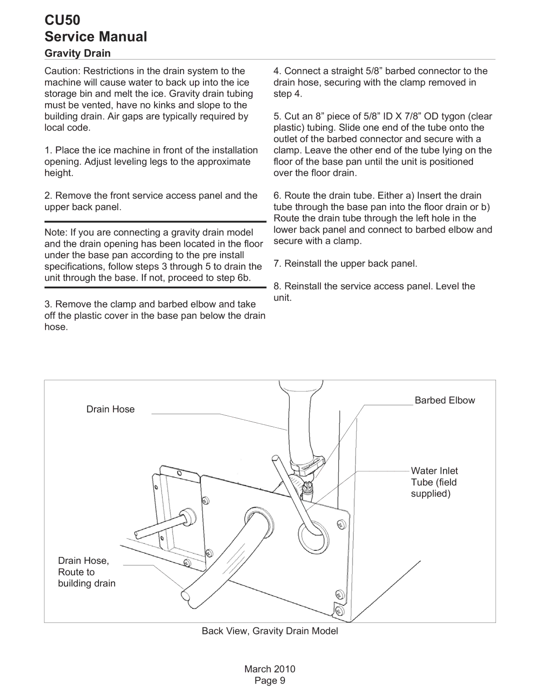 Scotsman Ice CU50 service manual Gravity Drain 