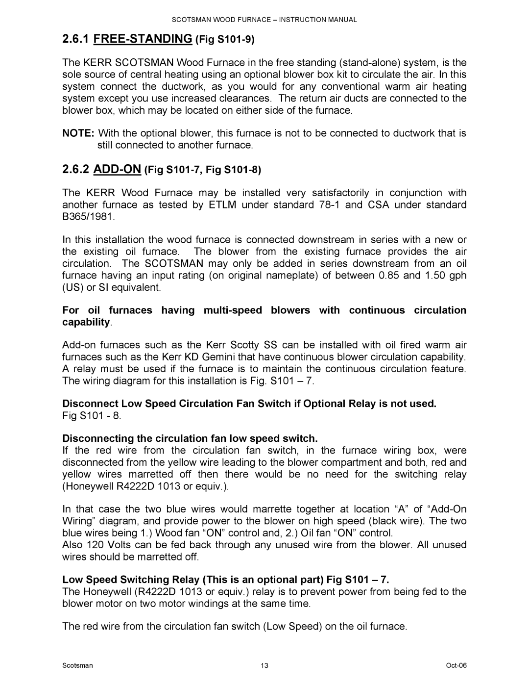 Scotsman Ice DB-101 owner manual ADD-ON Fig S101-7, Fig S101-8, Disconnecting the circulation fan low speed switch 