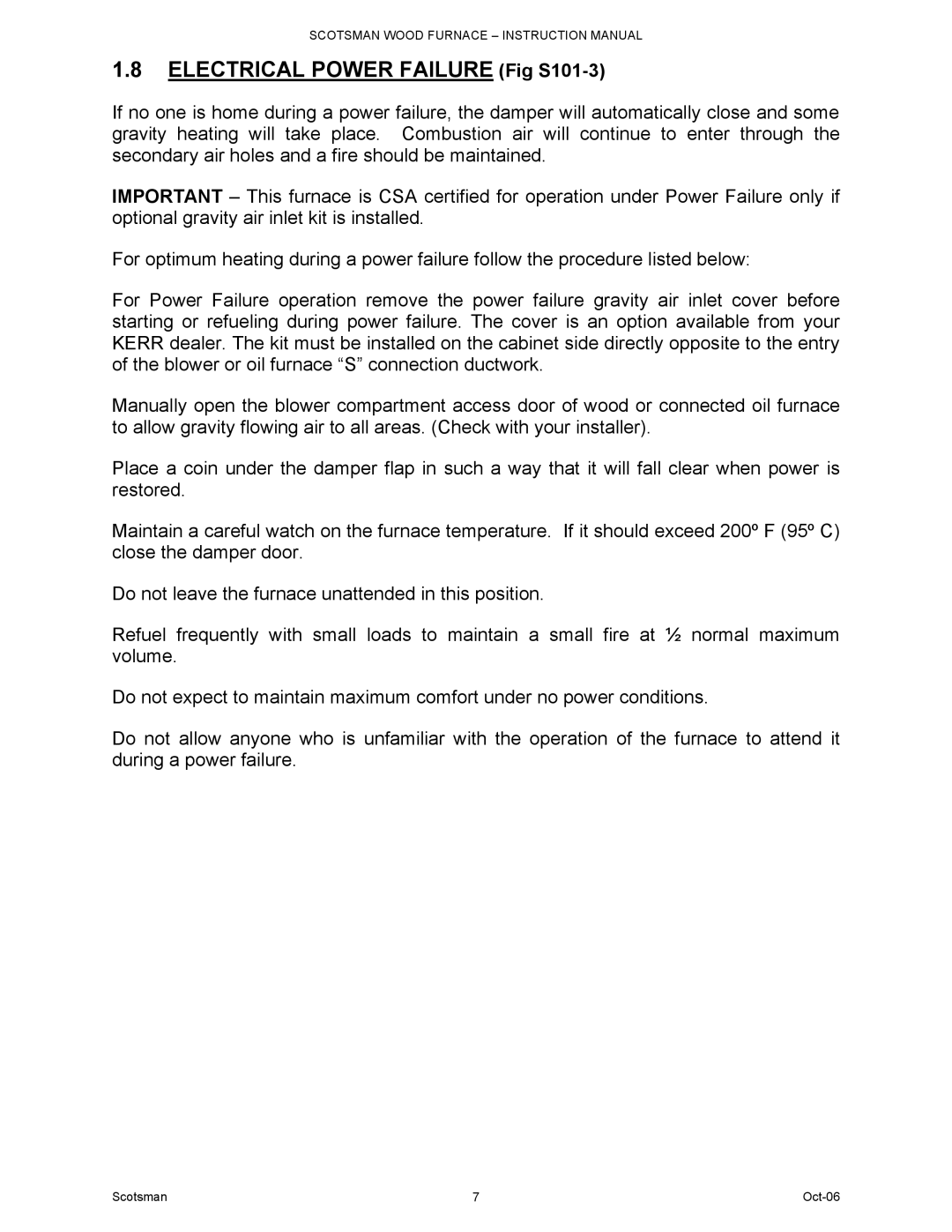 Scotsman Ice DB-101 owner manual Electrical Power Failure Fig S101-3 