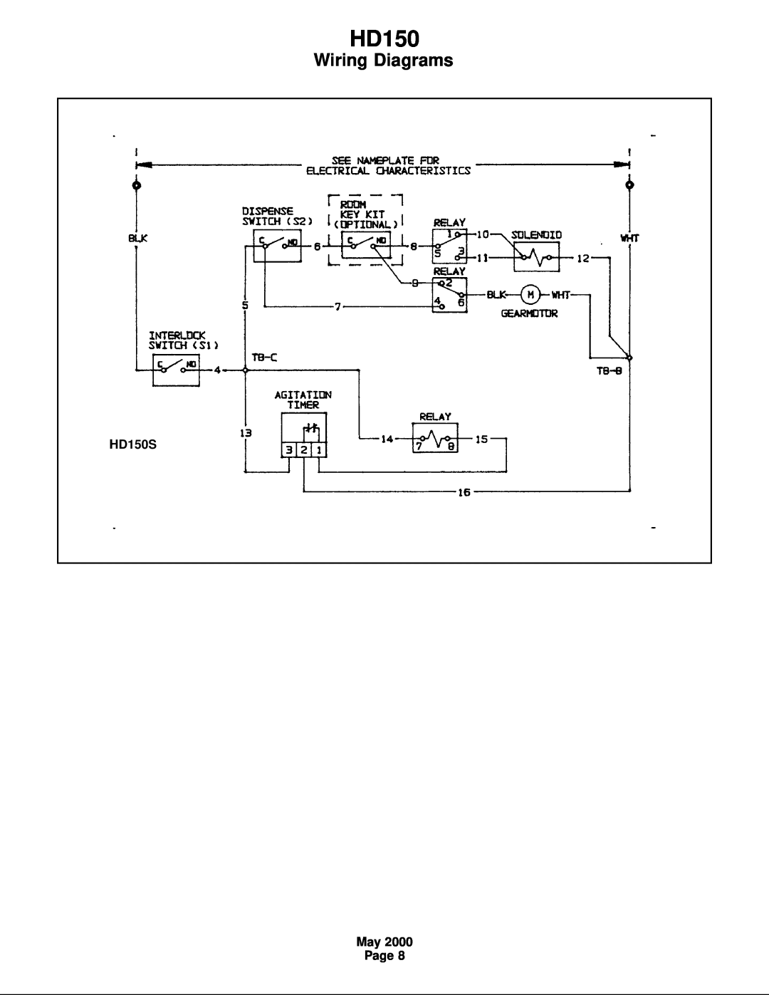 Scotsman Ice manual Wiring Diagrams, HD150S, May Page 