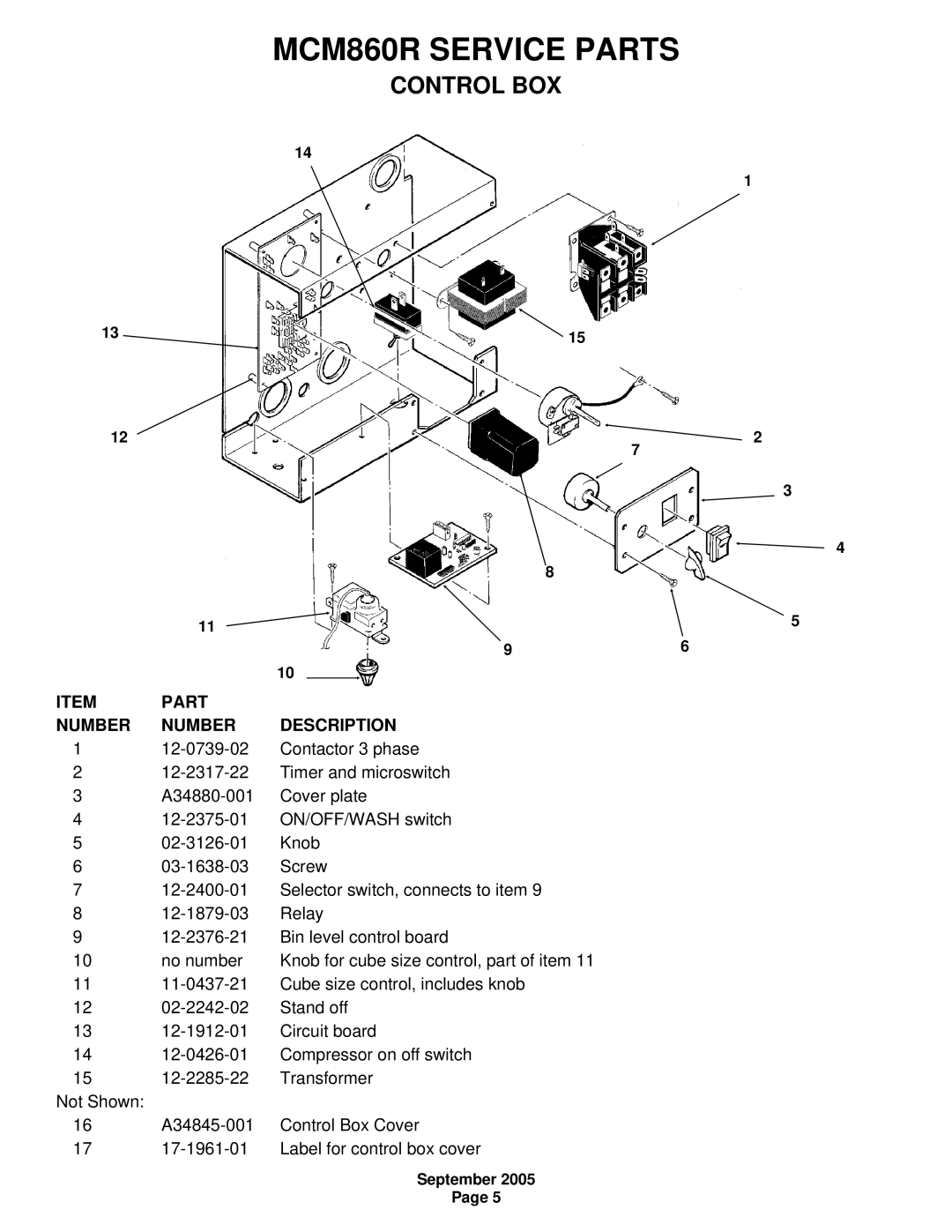 Scotsman Ice MCM860R manual Control BOX 