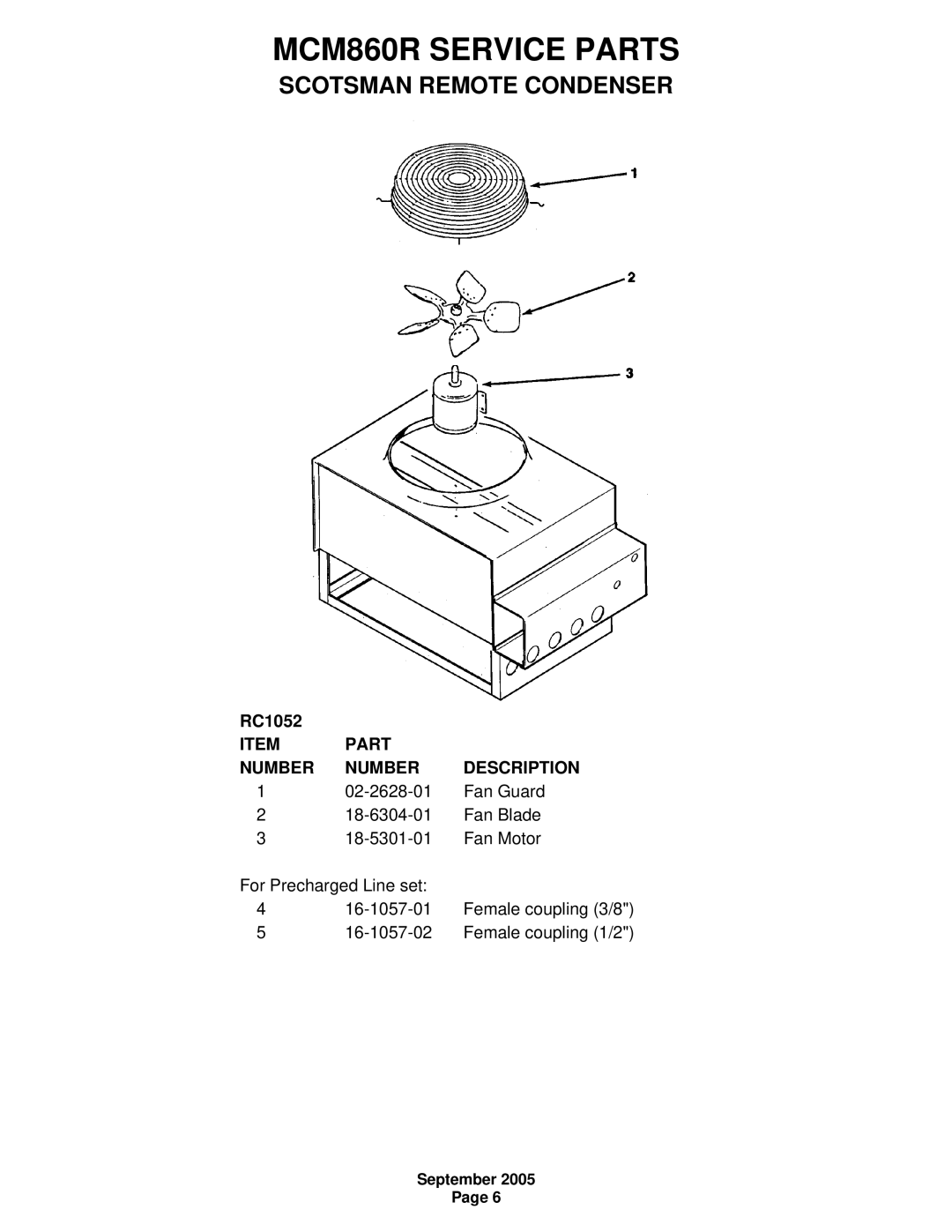 Scotsman Ice MCM860R manual Scotsman Remote Condenser, Part Number 