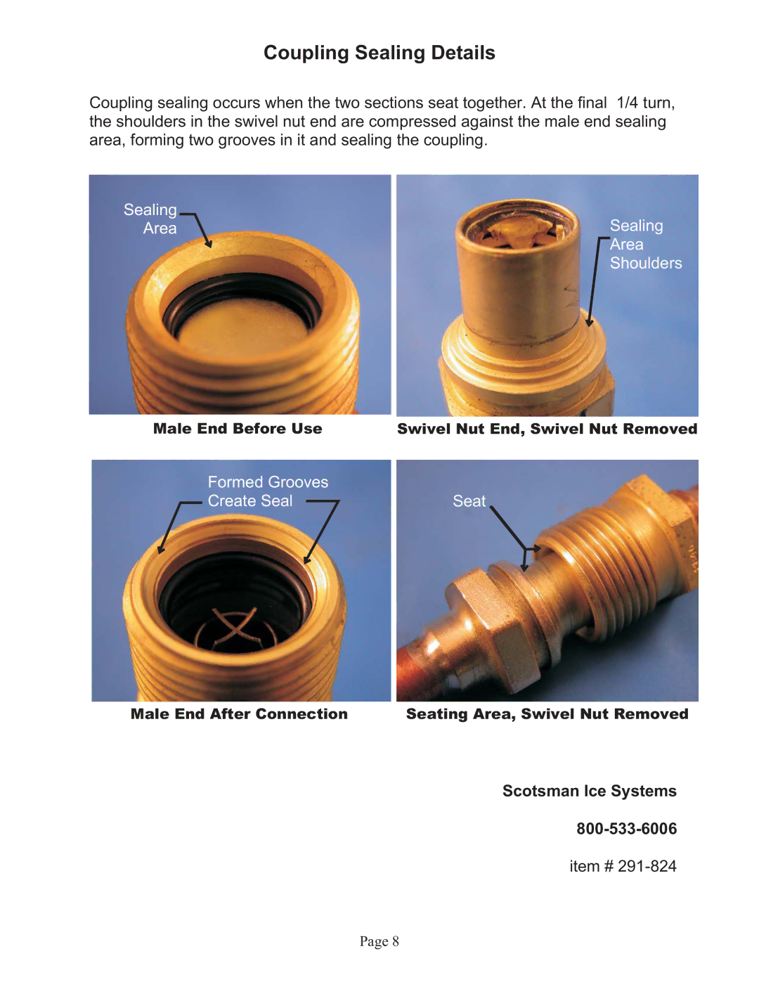 Scotsman Ice none warranty Coupling Sealing Details 