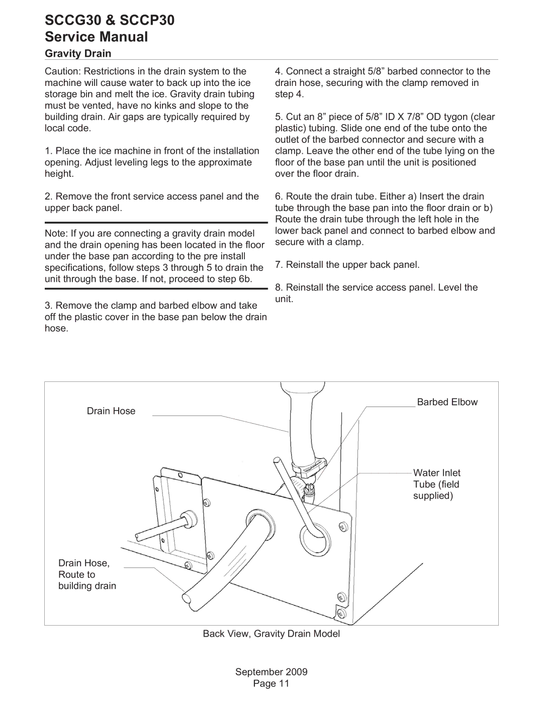 Scotsman Ice SCCP30, SCCG30 service manual Gravity Drain 