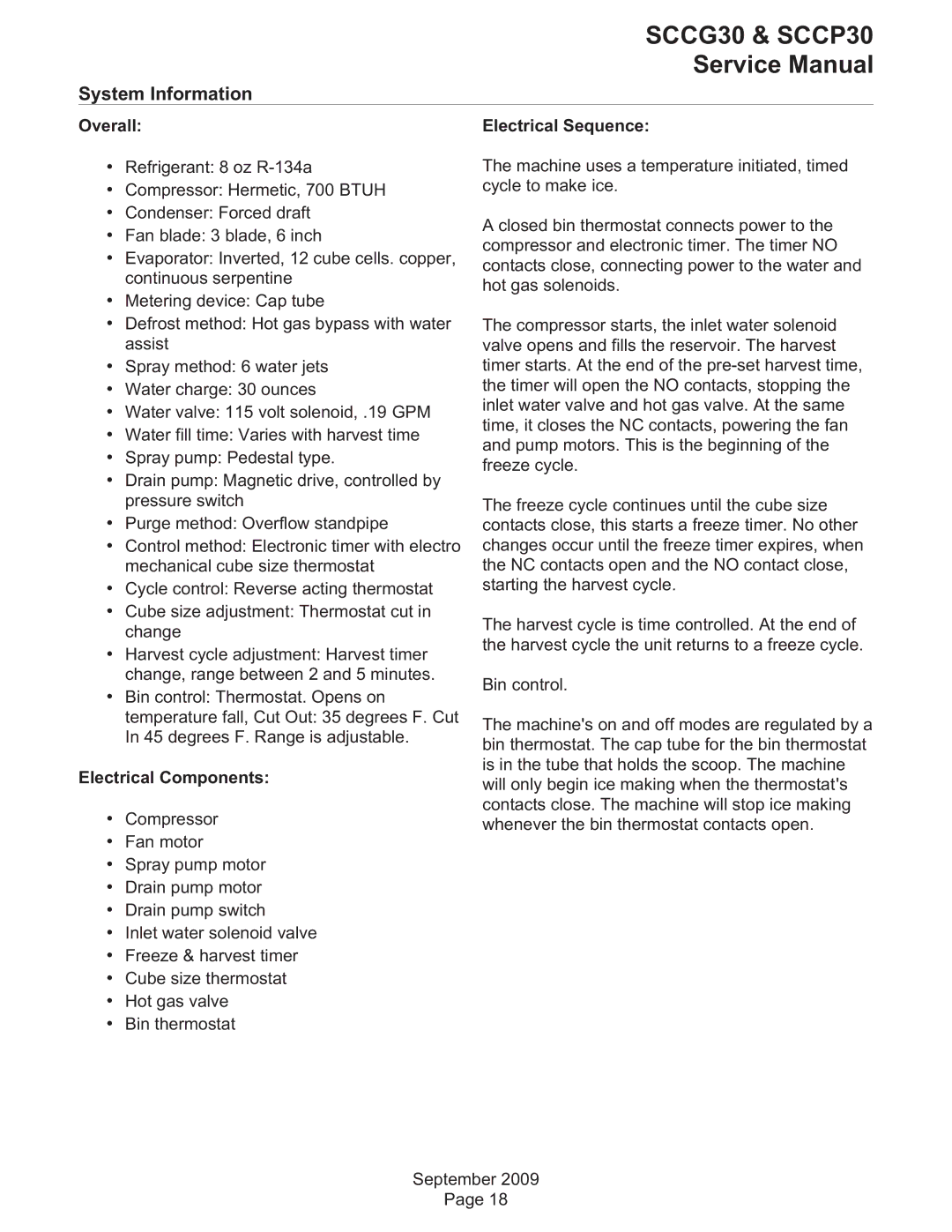 Scotsman Ice SCCG30, SCCP30 service manual System Information, Overall, Electrical Components 