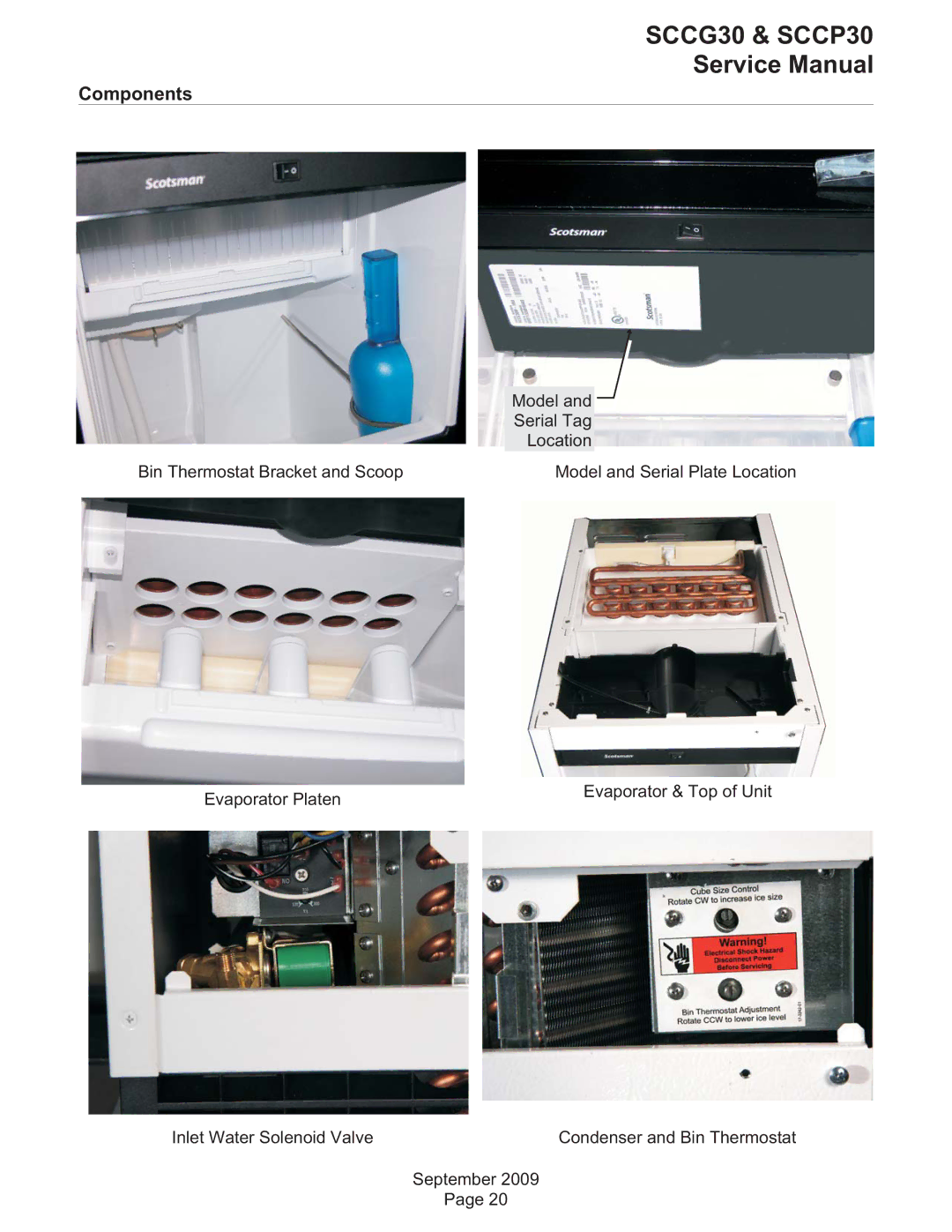 Scotsman Ice SCCG30, SCCP30 service manual Components 