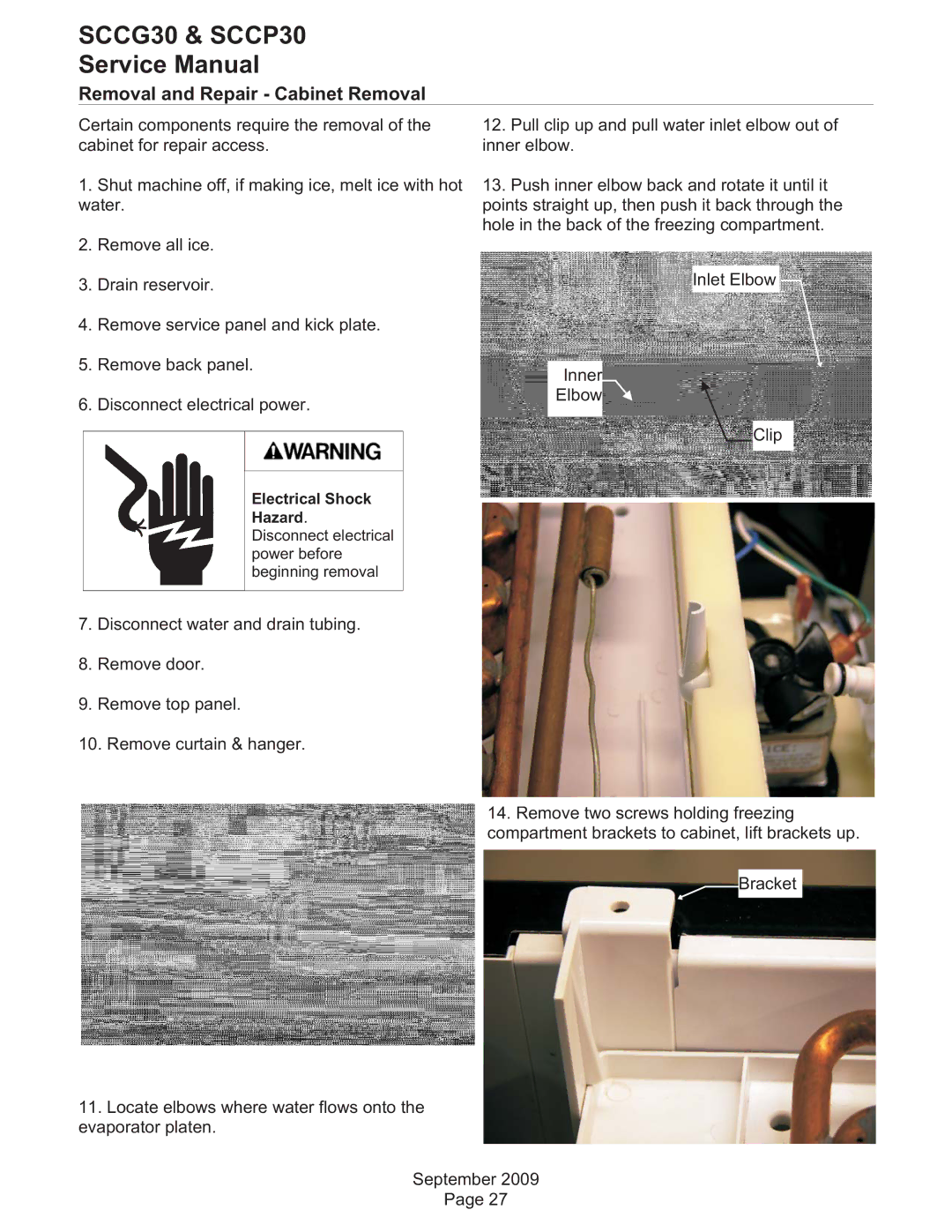 Scotsman Ice SCCP30, SCCG30 service manual Removal and Repair Cabinet Removal 