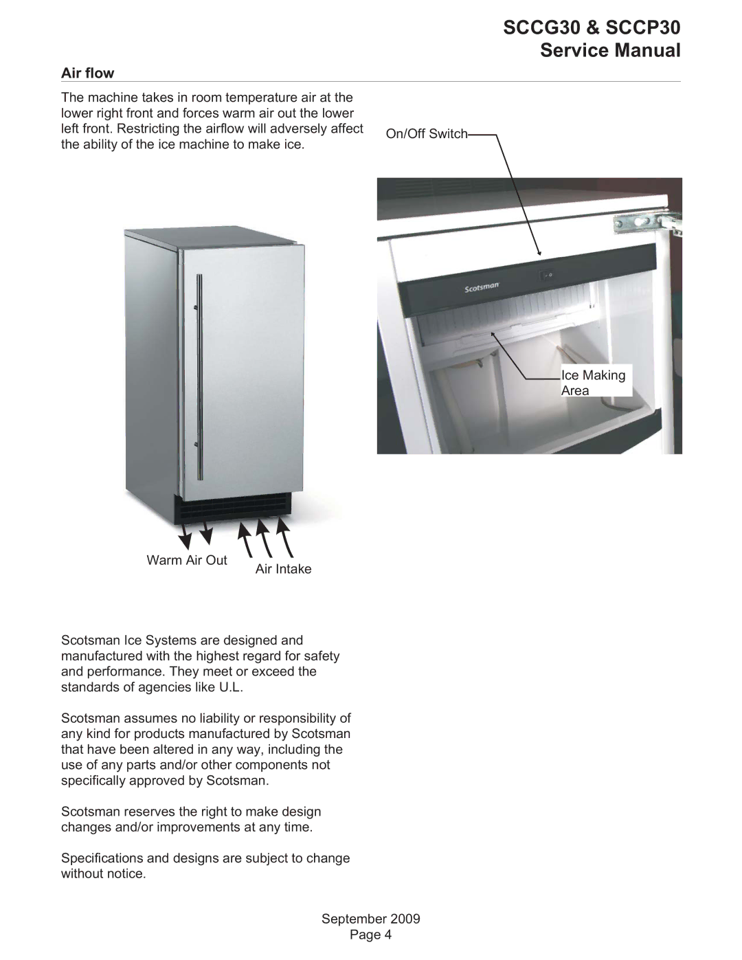 Scotsman Ice SCCG30, SCCP30 service manual Air flow 